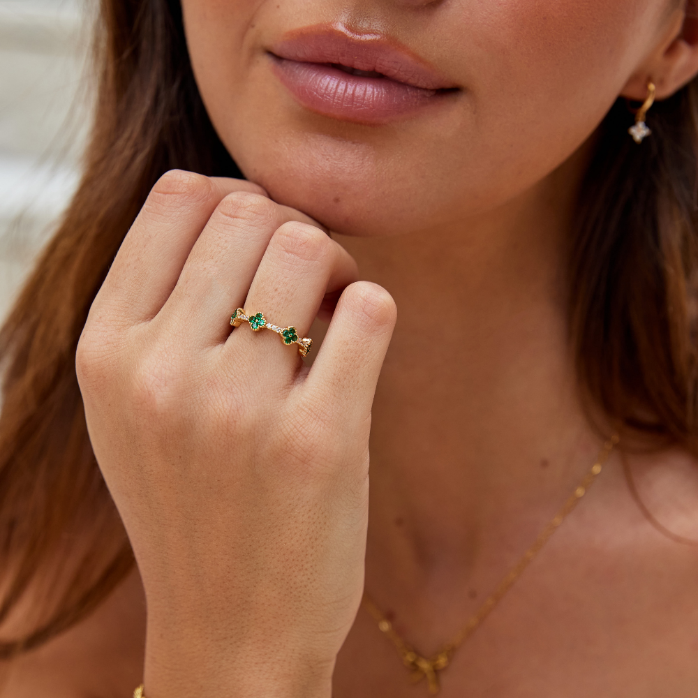 Luck - Four Leaf Clover Crystal Ring