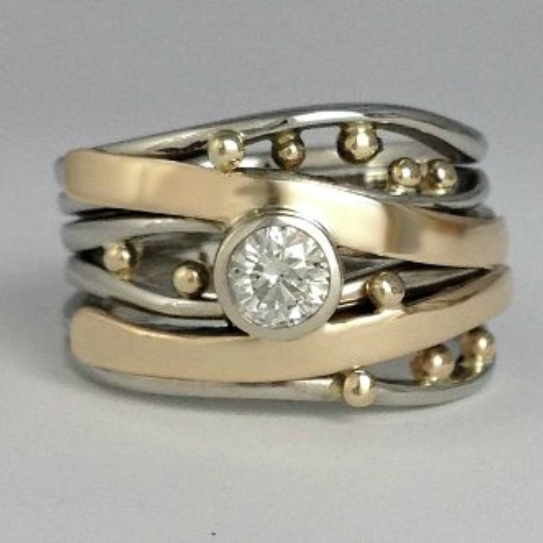 Royal - Vintage Gold Inlay Zirconia Ring