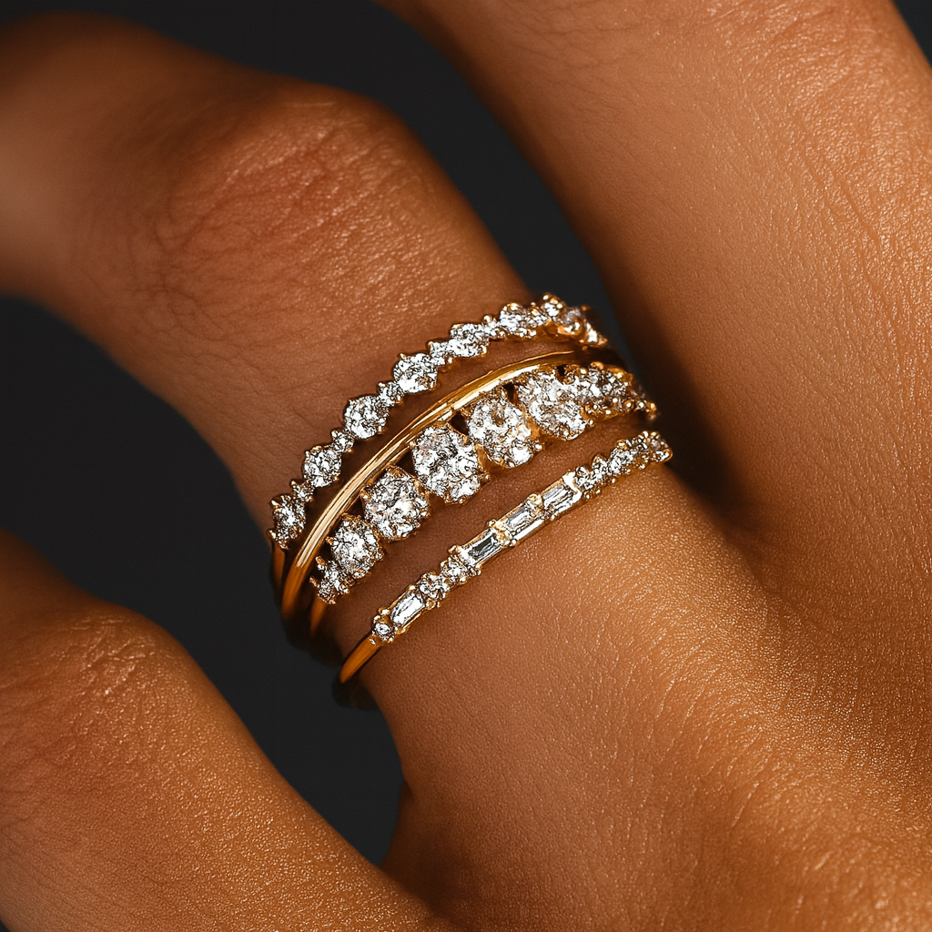 Antique Gold Zirconia Ring Set