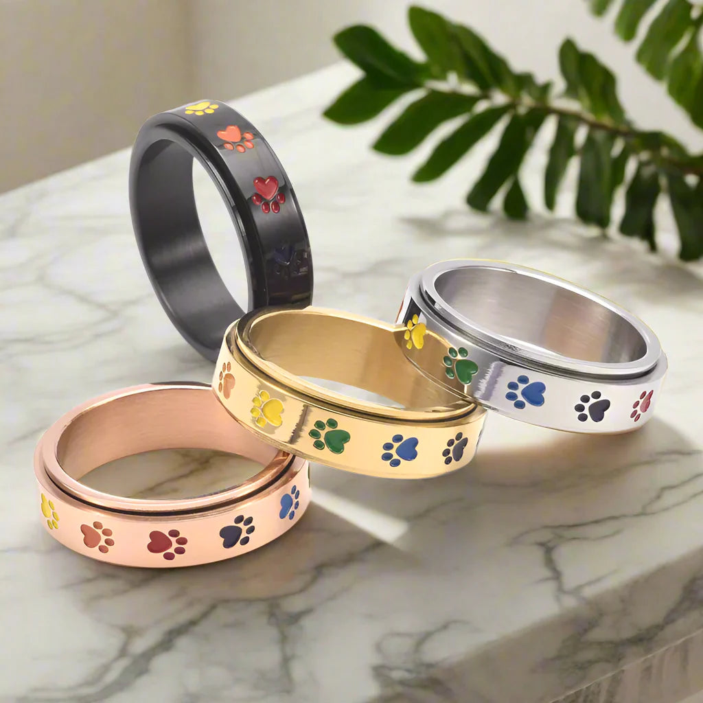 旋轉減壓爪環 – 不銹鋼與彩虹爪印