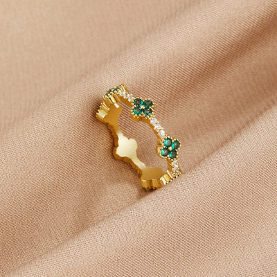 Luck - Four Leaf Clover Crystal Ring