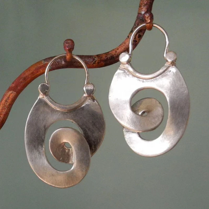Antique Irregular Silver Earrings
