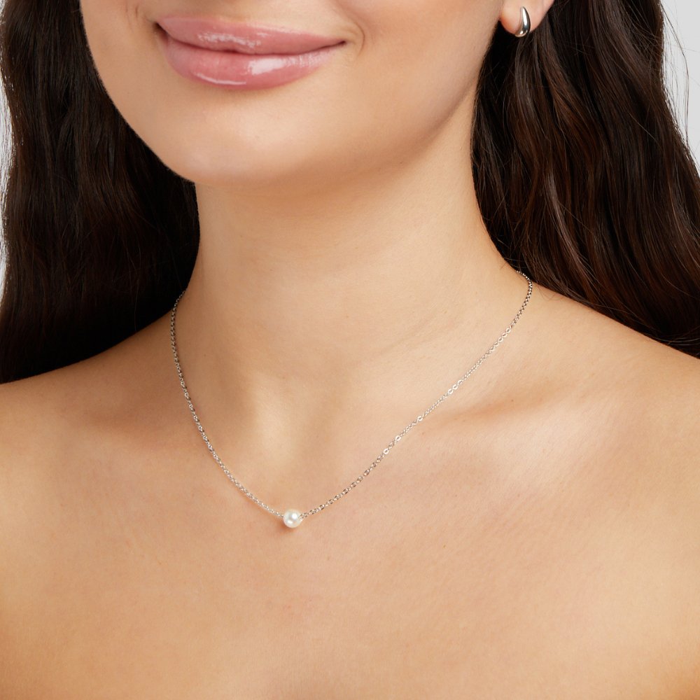 Solitaire Silver Bead Necklace