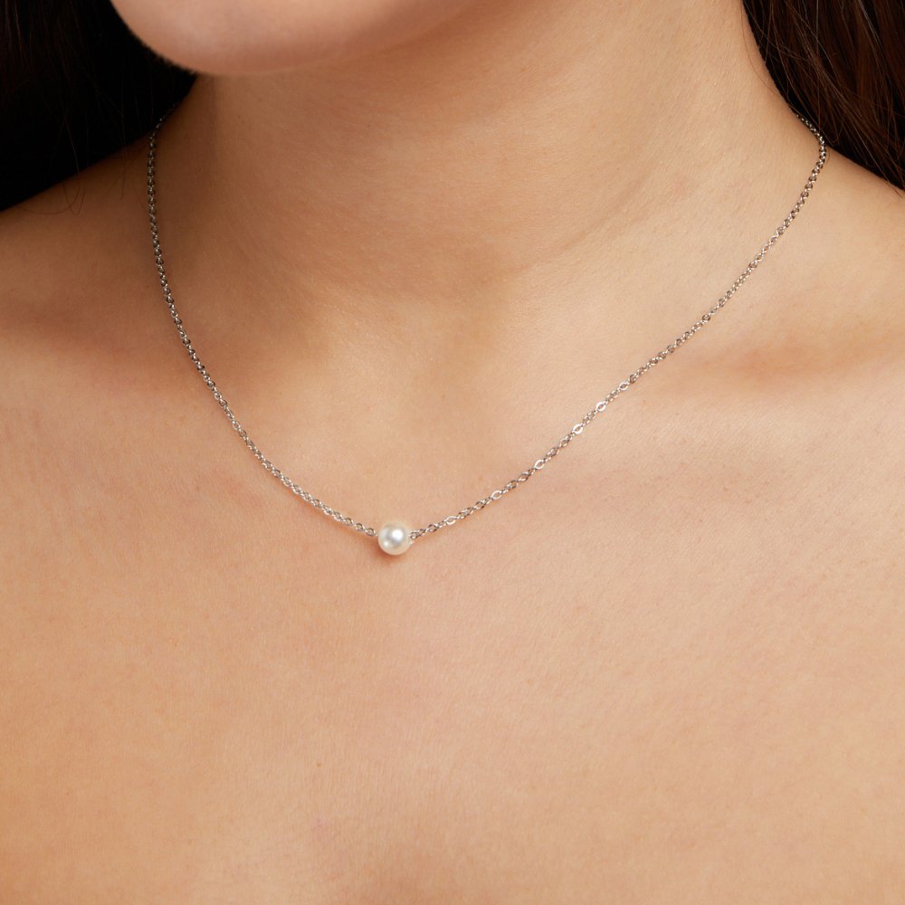 Solitaire Silver Bead Necklace