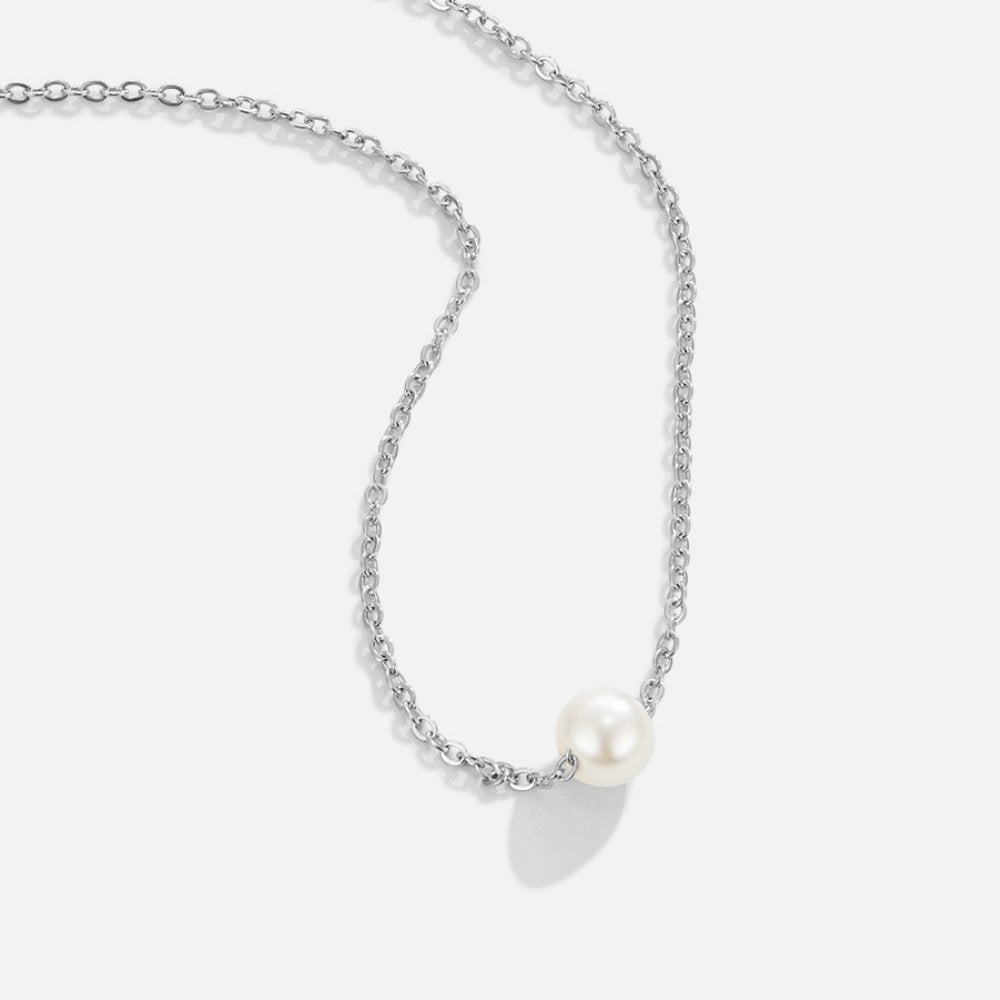 Solitaire Silver Bead Necklace