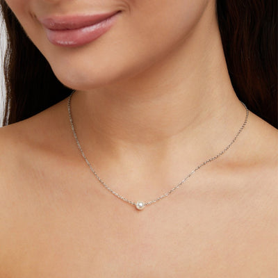 Solitaire Silver Bead Necklace